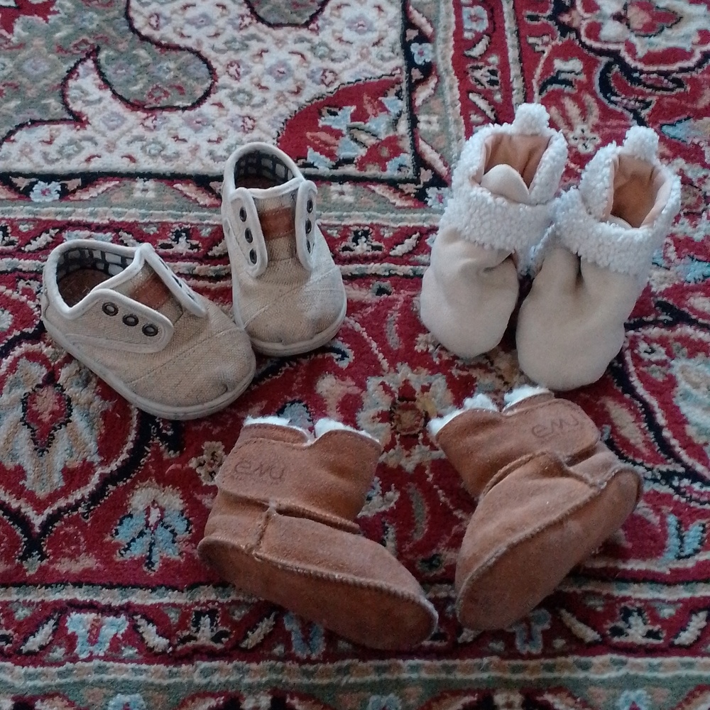 Baby Slippers Bundle Emu Sherling Boots , Toms Shoe , Carter's Slippers Infant